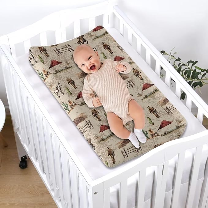 Horse Westren Baby Changing Pad Cover Infant Newborn Diaper Table Change Mat Sheet Cover Changing Table Covers for Boys Girls
