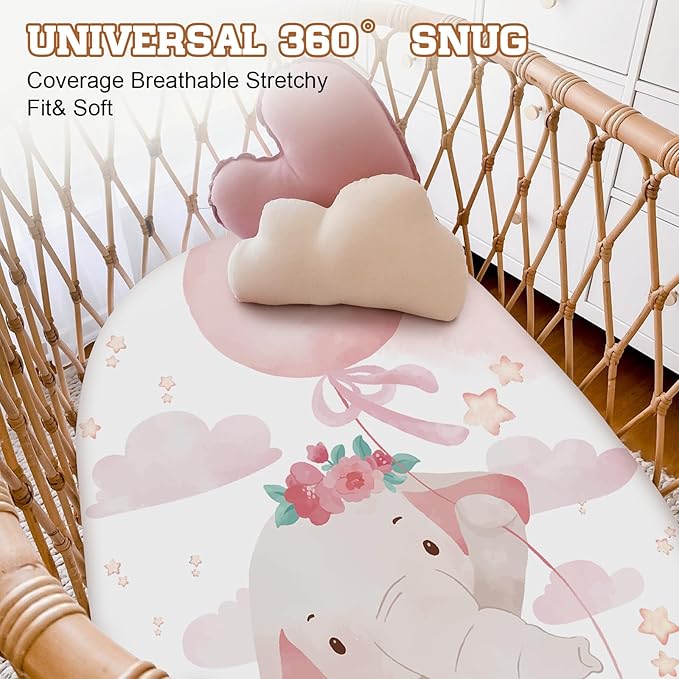 Personalized Baby Changing Pad Cover with Name - 2 Piece Baby Pee Pad Cover for Diaper Changing Table, Portable Pink Elephant Shark Custom Gifts for Infant Baby