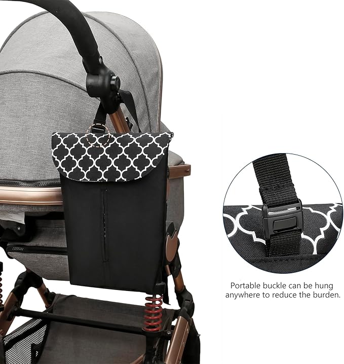 MOMIGO Wet Dry Bags for Baby Wipes Diapers - Reusable, Washable for Stroller, Diapers, Toiletries with Wipes and Diapers Drawing Opening (Black)