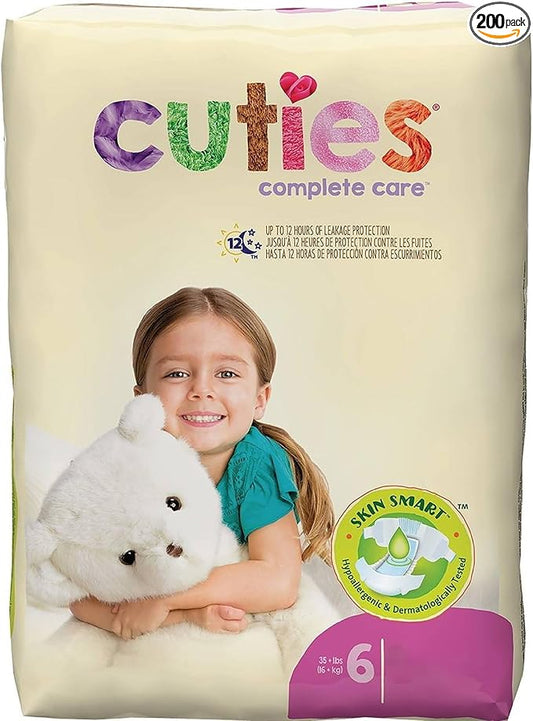 Cuties Complete Care Baby Diaper Size 6, Over 35 lbs. CDB006, 200 Ct