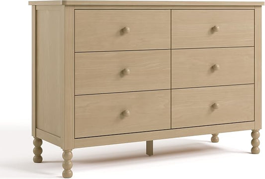 Storkcraft Rio 6 Drawer Dresser (Driftwood) – GREENGUARD Gold Certified, Wood Dresser for Bedroom, Kids & Nursery Storage Chest, Safety Interlocking Drawers, Pre-Installed Tracks, Kids Chest