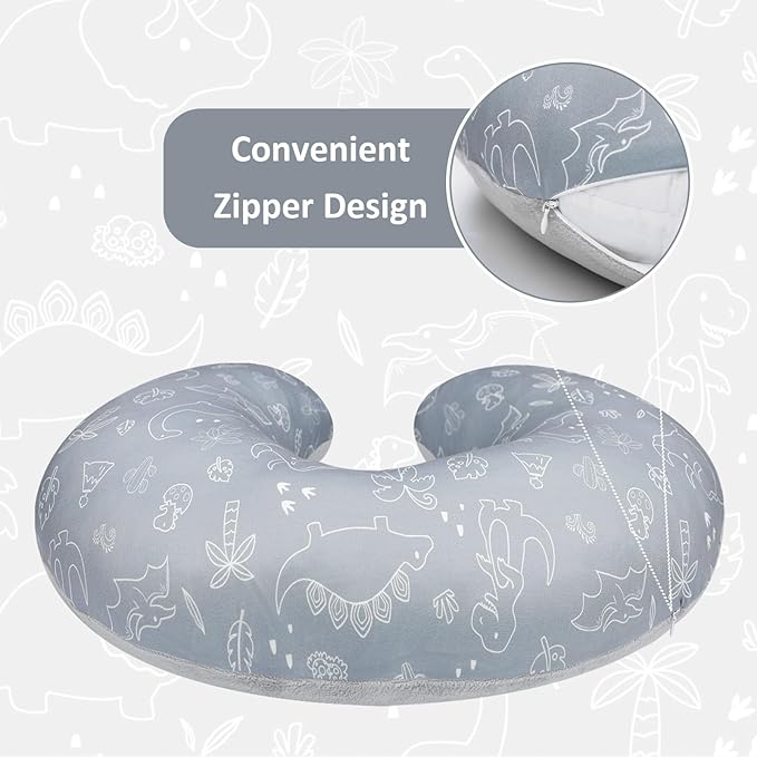 DILIMI Nursing Pillow Cover, Soft Stretchy Nursing Covers for Breastfeeding Pillows, 1 Pack Reversible Removable Slipcover for Baby Boy and Girls, Dinosaur
