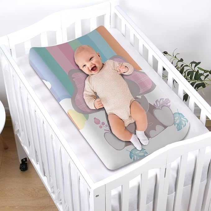 Elephant Baby Changing Pad Cover Comfy Cozy Diaper Changing Mat Cover Stretchy Breathable Changing Table Cover Stain Resistant Table Sheets