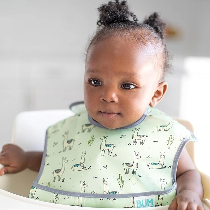 Bumkins Bibs for Girl or Boy, SuperBib Baby and Toddler for 6-24 Months, Essential Must Have for Eating, Feeding, Baby Led Weaning Supplies, Mess Saving Catch Food, 3-pk No Prob-Llama, Cactus, Llamas