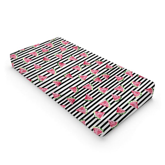 Watercolor Watermelon Stripes Changing Pad Covers Watermelon Fruits Diaper Changing Table Cover Sheets for Boy Girl Boho Summer Fruits Soft Breathable Stretch Fitted Baby Changing Table Mats 32''x16''