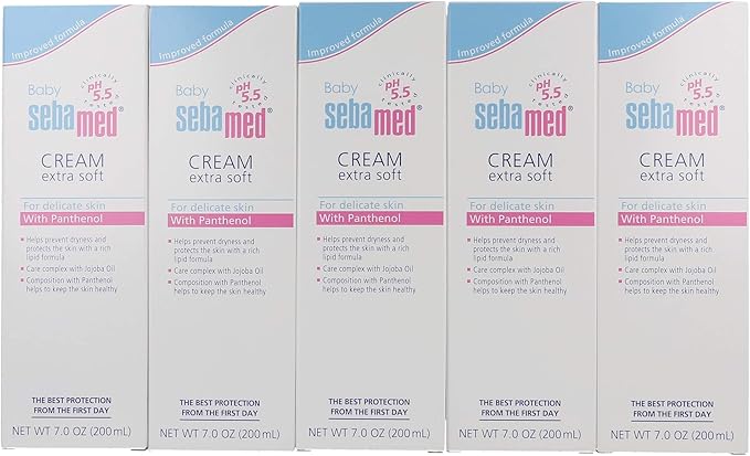 Sebamed Baby Cream Extra Soft Ultra Mild Moisturizer for Delicate Skin with Panthenol (200mL) Pack of 5