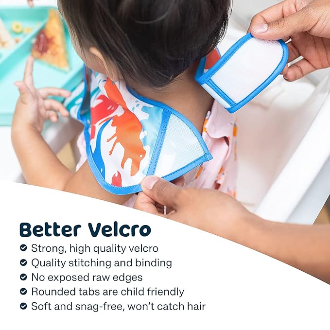 Tiny Twinkle Mess-Proof Baby Bibs for Eating | Waterproof, Wipeable Toddler Bibs with Catch-All Pocket | Feeding Bibs for Girls & Boys(3 Pack,Checkers Boy)