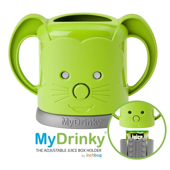 InchBug MyDrinky Pouch Holder No Squeeze, Reusable Drink Holder for Kids, Toddler and Babies | BPA-Free & Squeeze-Proof Cup Holder for Juice Boxes, Food Pouches | Dishwasher Safe, Lime