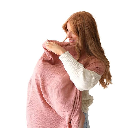 Snuggle Me® Nursing Cover - 100% Organic Cotton Muslin Nursing Cover Up for Baby Breastfeeding with BPA-free Silicone Teether Ring, Ultra-soft, Breathable & Lightweight Adjustable Mother Nursing Apron