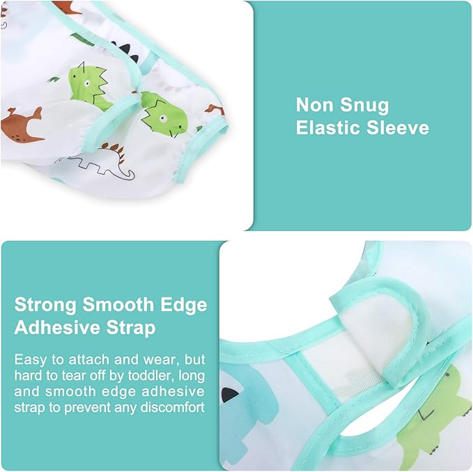 Accmor 3 Pack Long Sleeve Bibs, Baby Smock Waterproof Sleeved Bib Smock for Baby Toddler 6-36 Months