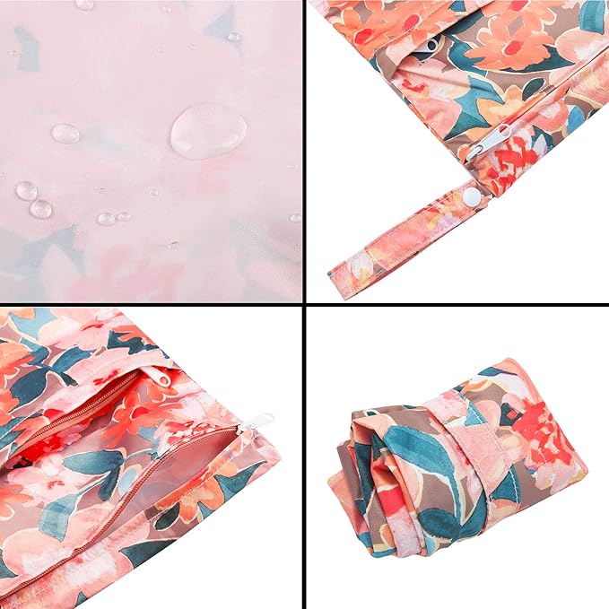 Wet Bag,2 pack Baby Wet Dry Cloth Diaper Bags,Waterproof Washable, Reusable for Travel, Stroller, Pool,Beach, Wet Swimsuits,Dirty Gym Clothes, Toiletries, Toys,Mommy Bag 2WB19