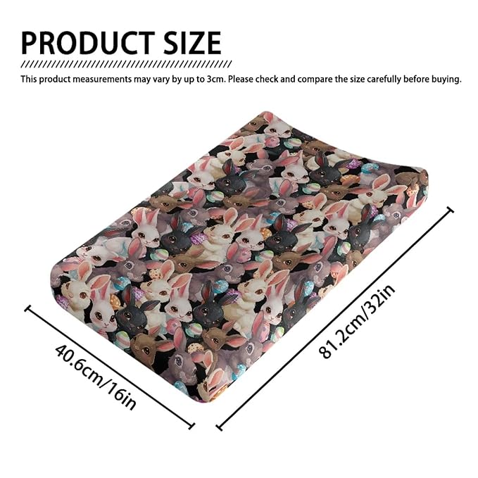 Black Rabbit Boy Girl Baby Changing Pad Cover Easter Infant Newborn Changing Table Cover Diaper Table Change Mat Sheet Cover Green