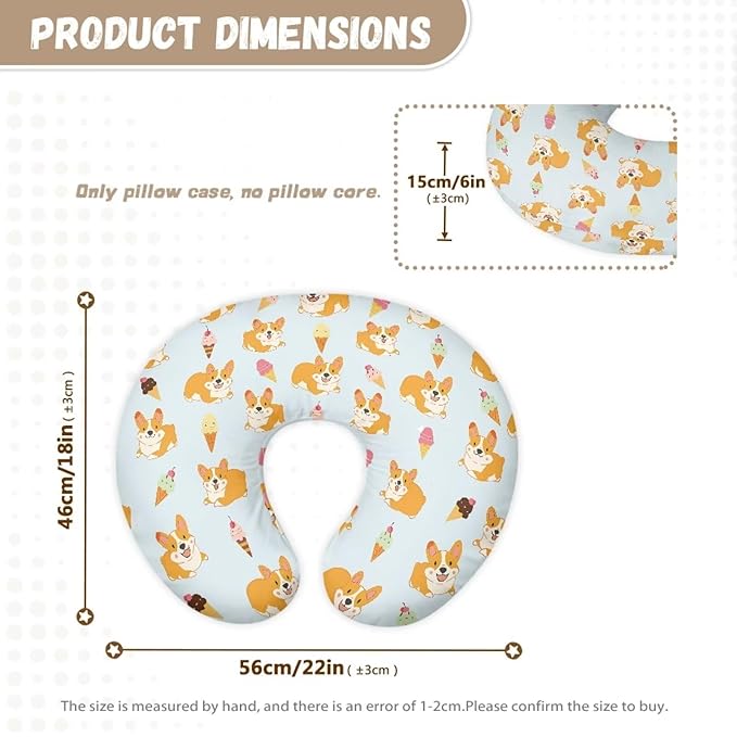 Cute Dogs Breastfeeding Pillow Cover Newborn U-Shaped Breastfeeding Pillowcase Cushion Cover Easy to Use and Dustptoof