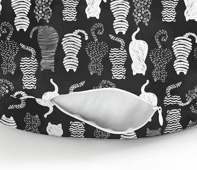Stylish Cat Shapes Baby Nursing Pillow Covers for Boy Girl Black and White Cat Nursing Pillow Slipcovers for Breastfeeding Pillows Cats Lovers Gift Soft Stretchy Removable Covers for Newborn Infant