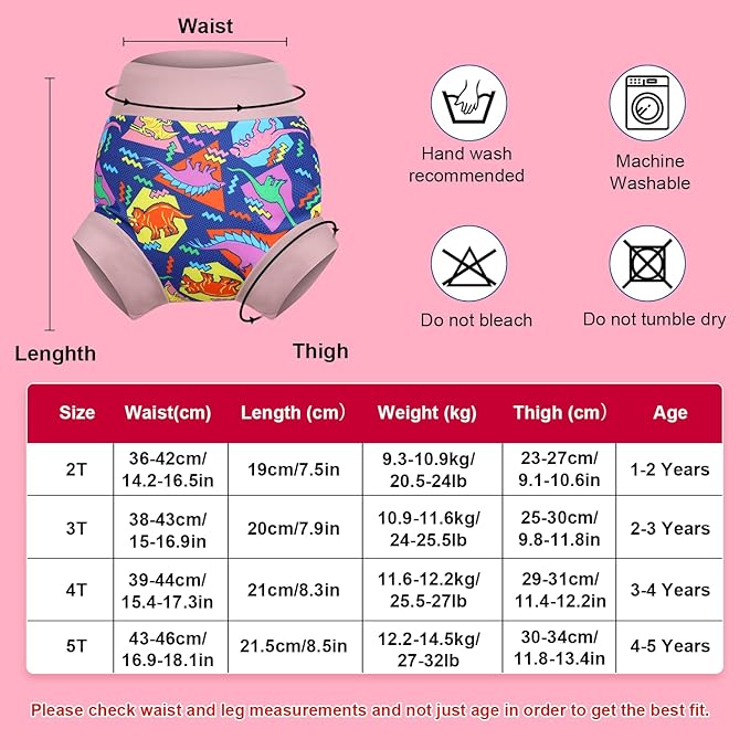 MOEMOE Baby Reusable Swim Diaper 3Pcs Waterproof Swim Pants Baby Swim Diaper for Boys and Girls Swimming Lesson 2-5T