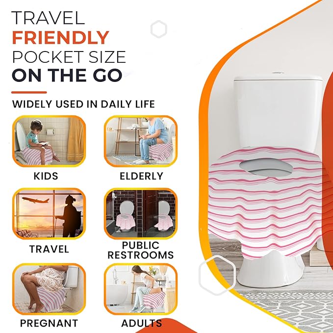 40 Extra Large Toilet Seat Covers Disposable for Kids-Toddler Toilet Seat Cover Liners for Potty Training-Individually Wrapped-Portable Waterproof AntiSlip-Toilet Covers Disposable for travel