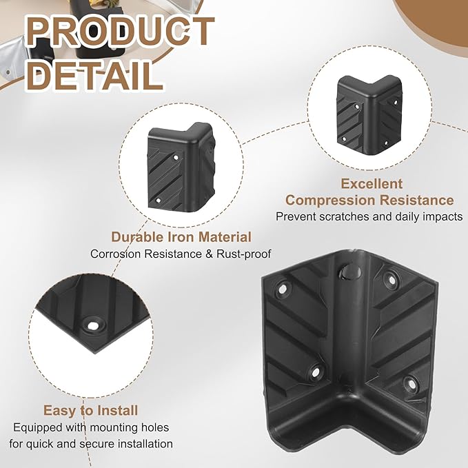 uxcell 4 Pcs 1.89" x 1.89" Speaker Corner Protectors, Plastic Right Angle Protector Thickening Speaker for Cabinet Guitar Amplifier Stage Speakers, Black