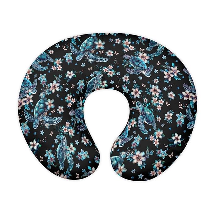 Sea Turtle Nursing Pillow Cover for Baby Boys Girls, Soft Breast Feeding Pillows Blue Flower Breastfeeding Pillow Slipcover Cushion Cover