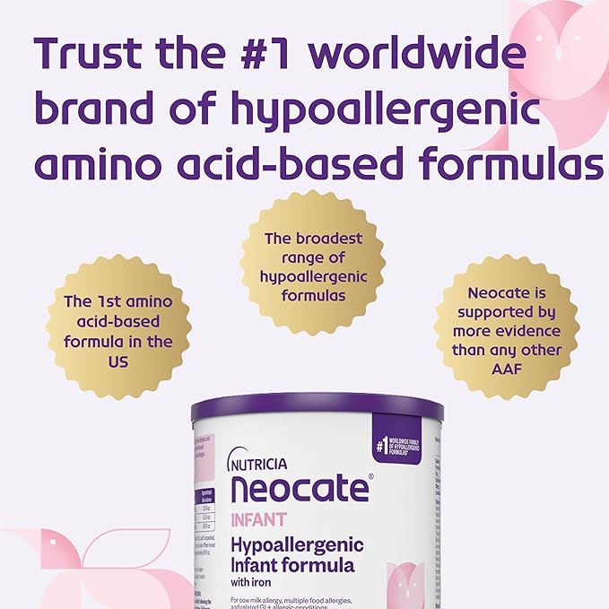 Nutricia Neocate Infant - Food Allergy Relief Hypoallergenic Baby Formula with Amino Acids - Well-Tolerated & Supports Normal Growth - Dairy-Free Infant Formula with DHA, ARA - 0-12 months - 14.1 oz