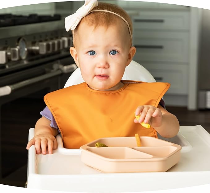 Tiny Twinkle Silicone Suction Baby Plate, Suction Grip Divided Dish for First Foods and Self-Feeding Toddlers, Baby Led Weaning Supplies for Independent Eating (Sand Plate)