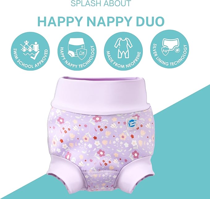 Splash About Happy Nappy Duo, Lilac Spring, 3-4 Years