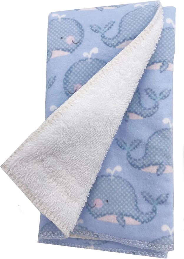 Infant Burping Cloth, Burp Cloths for Baby Boy or Girl, Soft and Absorbent - Cotton Reusable Spit Up Rags, XLarge, 1 Count (Whales)