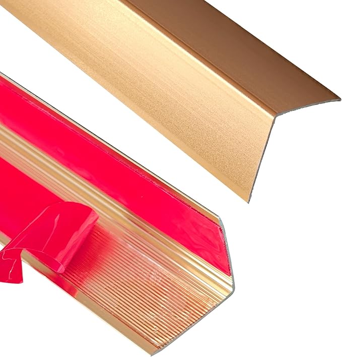 NeatiEase Aluminum Corner Guards, Peel and Stick Metal Corner Protector Molding Trim for Wall Door Frame Cabinet Protection, Gold, 4ft x 1.2in (2pcs)