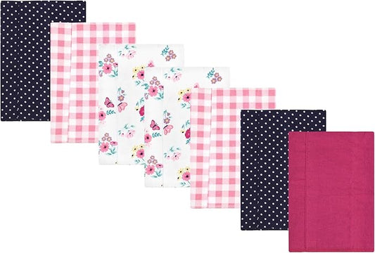 Luvable Friends Hudson Baby Flannel Burp Cloths 7pk, Pink Butterfly Meadow