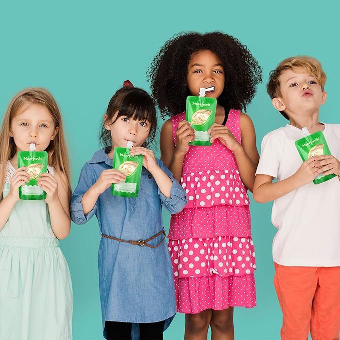 Maxcheck 100 Pack Disposable Baby Food Pouches 6oz Baby Food Storage Containers Plastic Fresh Squeezed Pouches for Kids Toddler Freezer Safe Pouch Holder for Applesauce, Purees and Yogurts