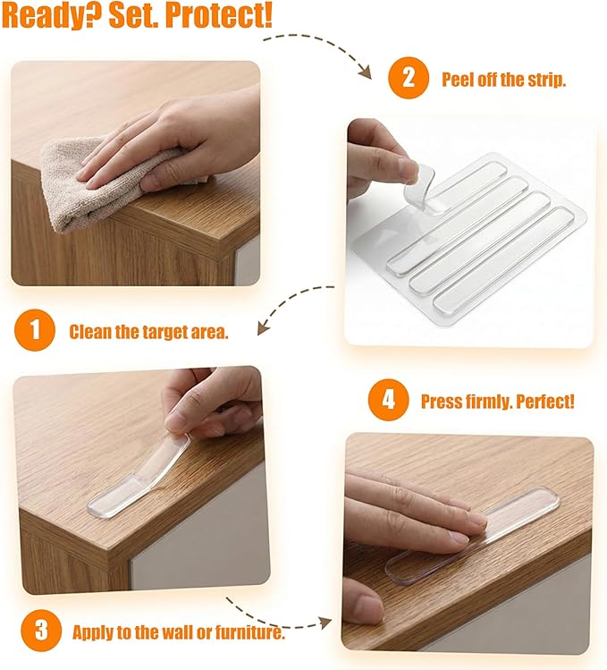 44Pcs Clear Cabinet Door Bumpers, Adhesive Silicone Noise Reducing Pads Anti Collision Pad, Removable Scratch Resistant Surface Protection for Doors Walls Furniture (3 Sizes)