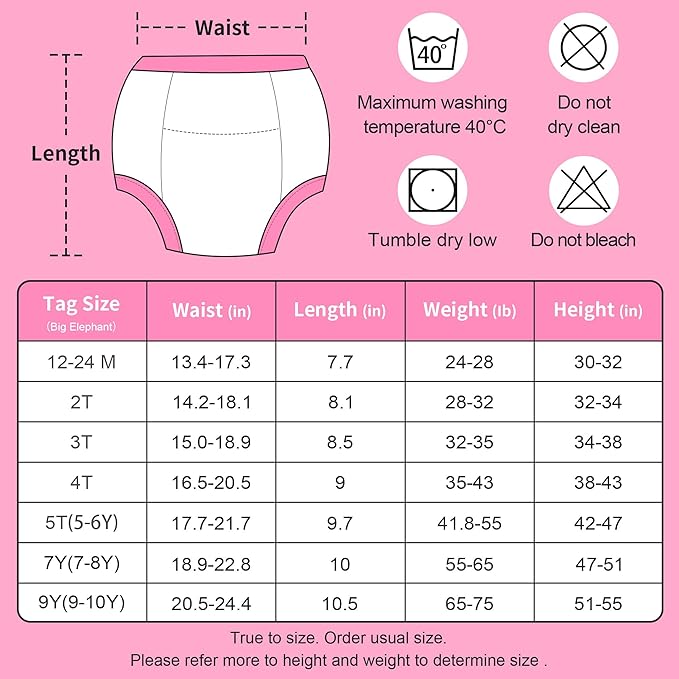 BIG ELEPHANT 10-Pack Baby Potty Training Underwear, Soft 100% Cotton Absorbent Training Pants for Boys & Girls, 12-24 Months