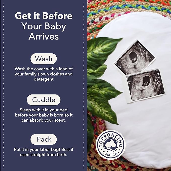 Montessori Baby Topponcino | Multifunctional Authentic Montessori Design | Simple Newborn Holding & Feeding Baby Support Pillow | Clean Infant Tummy Time Mat (Organic, Pure White)