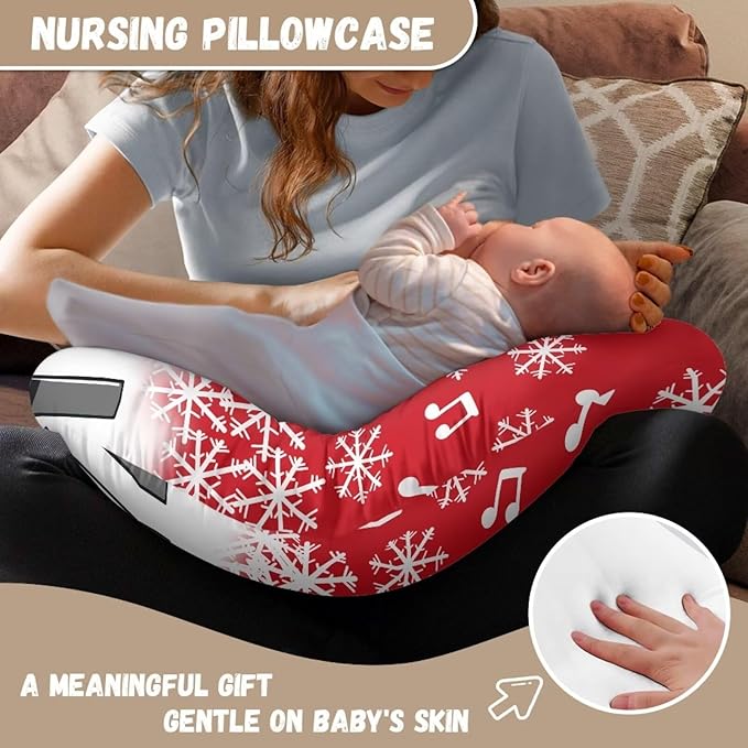 Piano Key Music Snowflakes Breastfeeding Pillow Slipcover for Baby Ultra Soft Comfortable Newborn Nursing Pillow Case Baby Essentials Christmas Decor