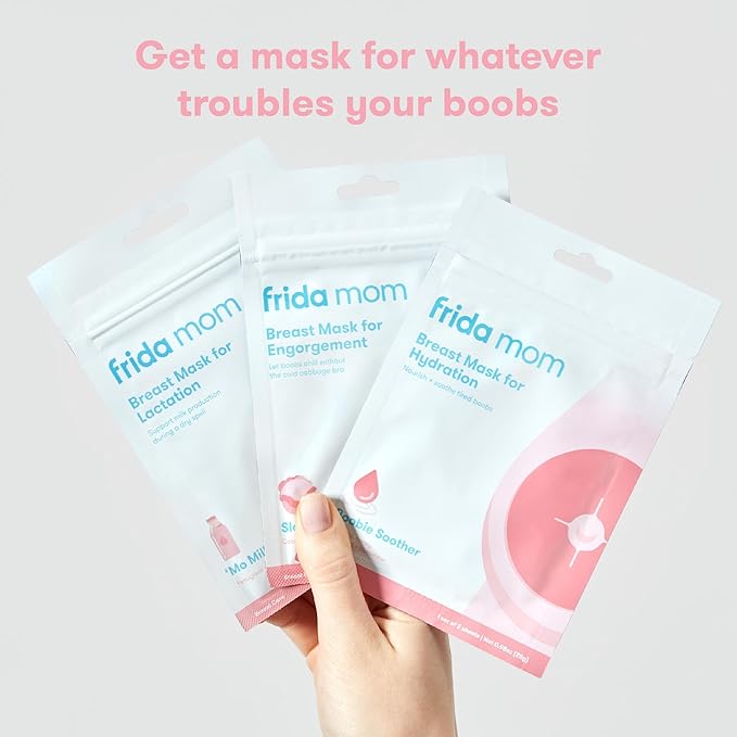 Frida Mom Hydration Packets for Breasts, Hydrate Nipples with Breast Mask Made with Aloe Vera, Honey, Tea Tree Oil, & Cucumber, 2 Sheet Masks