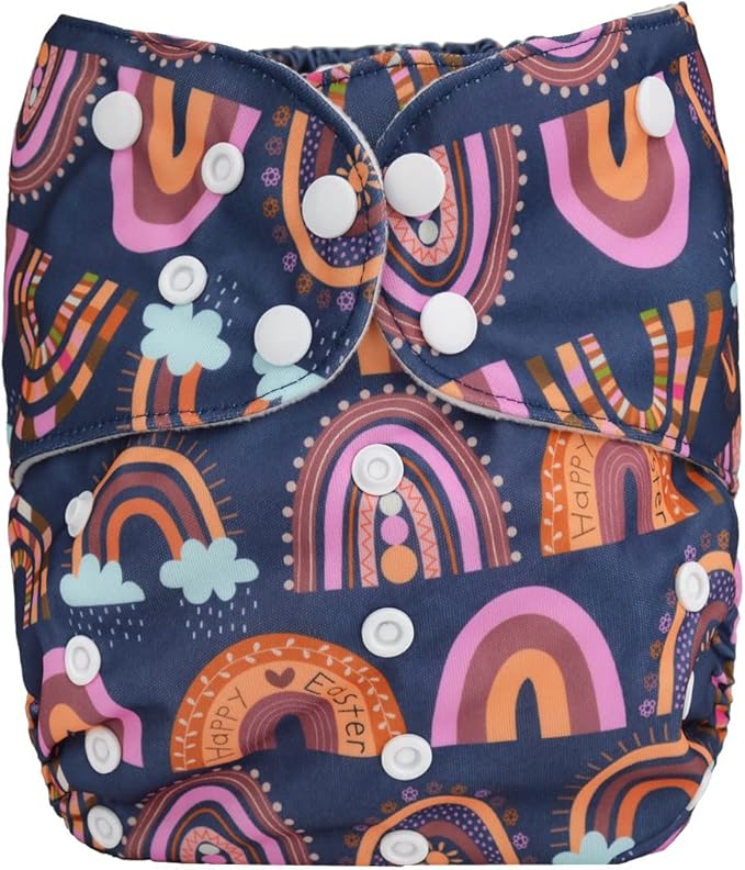 2 to 7 Years Old Cloth Diaper Nappy Pocket Reusable Washable Junior Big Baby Kids Toddler (Retro Rainbows)