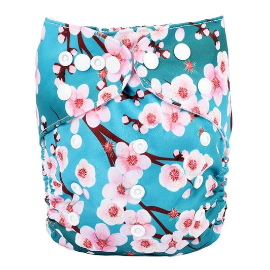 Baby Pocket Diaper Nappy Reusable Washable 8lbs to 36lbs (Blossoms)