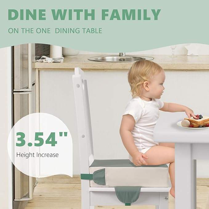 Booster Seat for Kitchen Chair, Toddler Booster Seats for Dining Table with Adjustable Straps Portable for Travel Camping Eating, Booster Cushion for Table for Baby Child Infant Kid Boy Girl