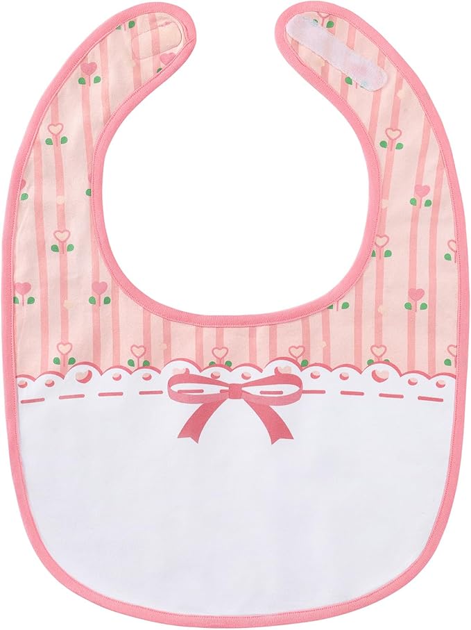 Littleforbig Cotton Waterproof Printed Pink Floral Adult Bib with Adjustable Hook-and-Loop Fastener Closure