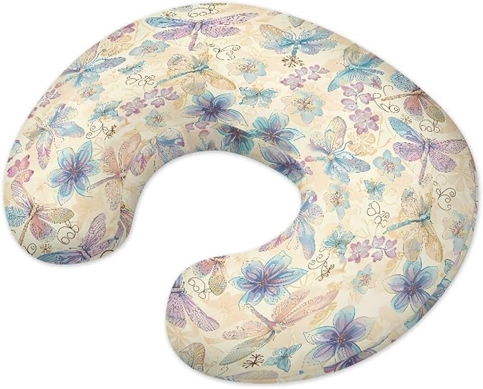 Dragonfly Nursing Pillow Covers for U-Shaped Nursing Pillow Nursing Pillow Case for Newborn Boys Girls Hidden Zipper Design Soft and Skin-Friendly