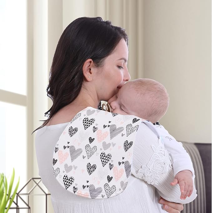 Little Tots Burp Cloths 100% Cotton Baby Burp Set, Absorbent & Soft Burping Cloth Newborn Towel for Newborns & Babies Boys & Girls Unisex 5 Pack (Full of Love)