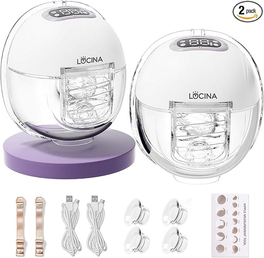 Breast Pump Hands Free, Wearable Breastfeeding Pump with 4 Modes & 9 Levels, Portable Electric Breast Pump, Strong Suction, Discreet & Smart Display, 19/21/24mm Insert/Flange, 2 Pack