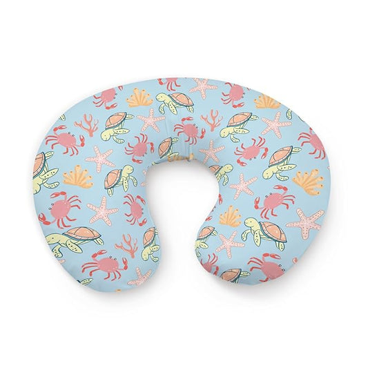 Cartoon Ocean Animal Crab Sea Turtle Starfish Pattern Nursing Pillow Cover, Unisex Removable Breastfeeding Pillowcase Slipcover for Baby Girls Boys Newborns Toddlers, Cover Only