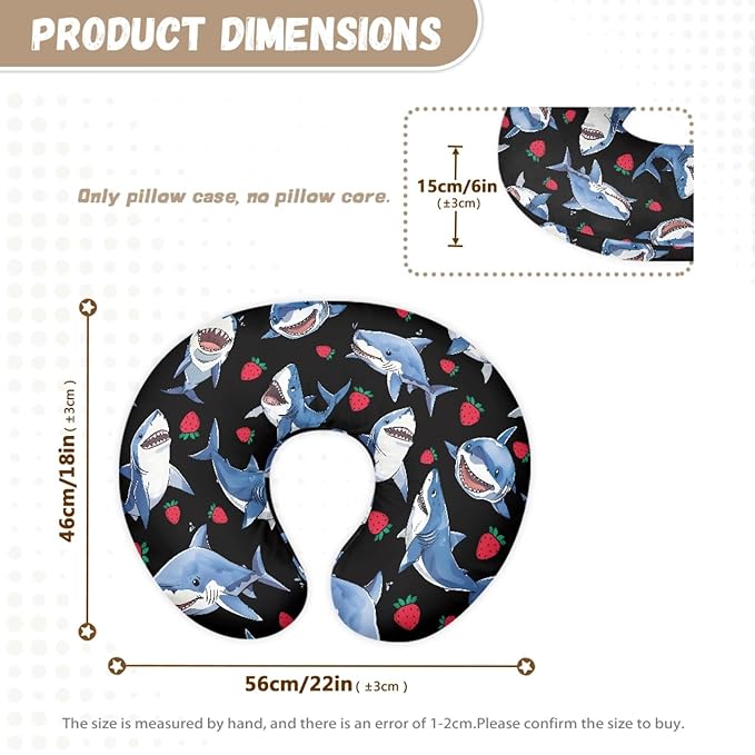 Forchrinse Shark Nursing Pillow Cover for Baby Boys Girls,Soft Breastfeeding Pillow Cover Washable Infant Feeding Cushion Cover