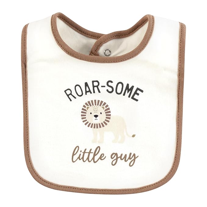 Hudson Baby Unisex Baby Cotton Bibs, Brave Lion, One Size