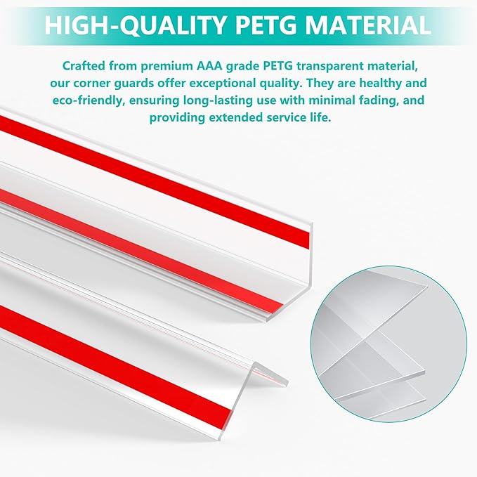 30x30mm Self Adhesive Corner Guard, 2pcs 31.5" Wall Corner Protector Strip, Flexible PVC Edge Trim, Peel and Stick Corner Protection for Furniture, Wall Edges & Table Corners