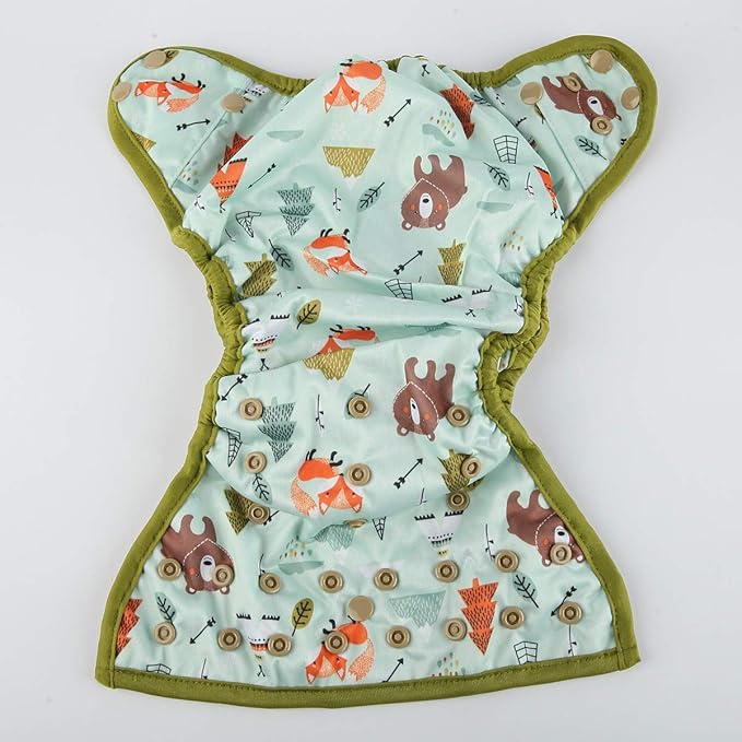 Baby Diaper Cover Nappy One Size 10lbs to 36lbs for Boys (Bear Fox Teepee)