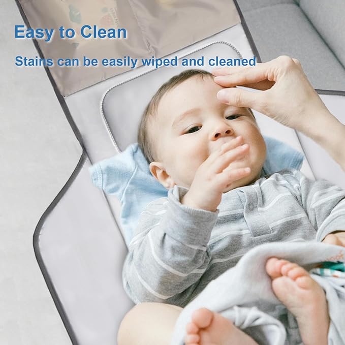 31" X 24.2" Extra Long Large Lightweight Toddler Diaper Changing Pad Travel, Cute Design 1-36 Month Infant Foldable Baby Changing Mat Wipeable, Changing Pad Portable for Station, Car, Stroller