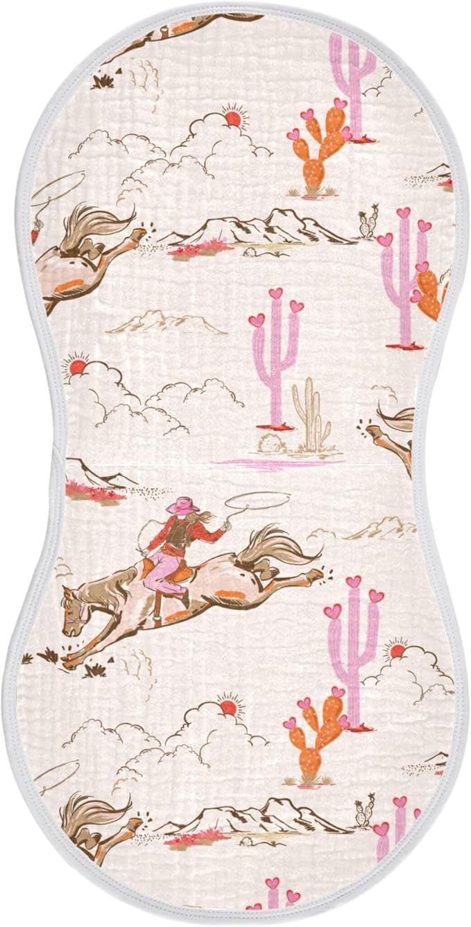 Cowgirl Western American Burp Cloths Baby Boys Girls Absorbent Soft Cotton Burping Cloths Rags 1 Pack