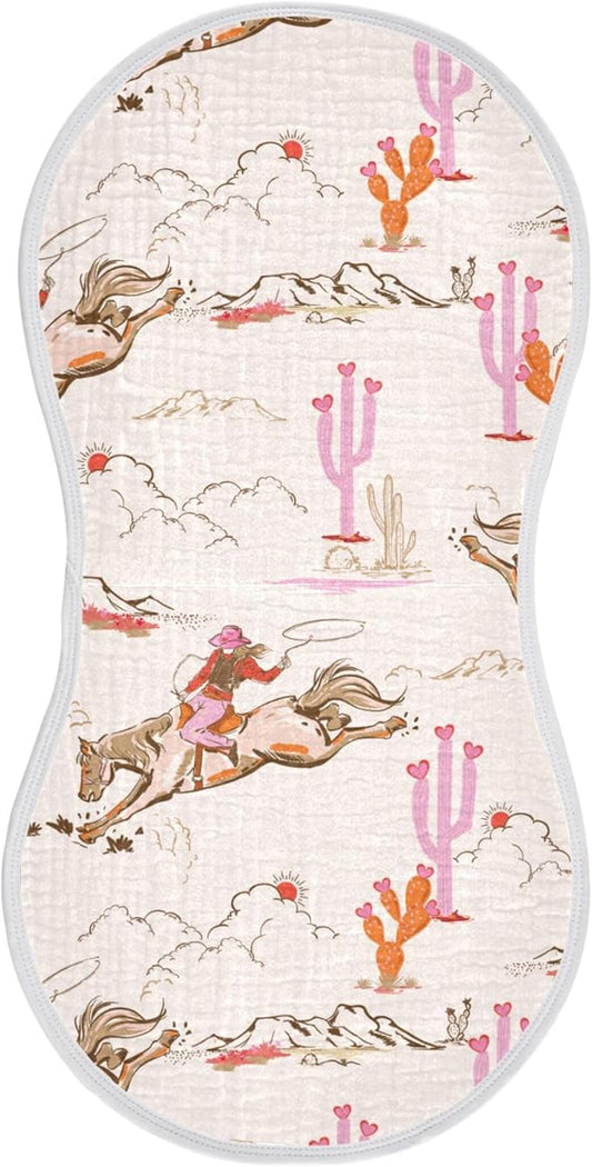 Cowgirl Western American Burp Cloths Baby Boys Girls Absorbent Soft Cotton Burping Cloths Rags 1 Pack
