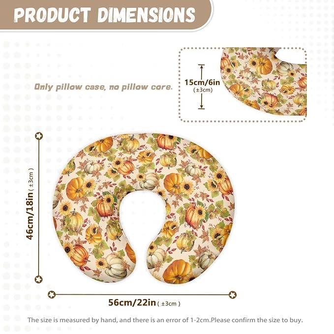 Pumpkin Sunflower Nursing Pillow Cover for Breastfeeding Pillow,Cozy Nursing Pillow Slipcovers, Snug Fits Pillow, Perfect Newborn Choice for Mom or Baby
